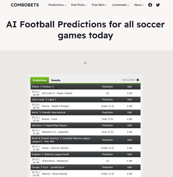 COMBOBETS Predicciones de fútbol con IA