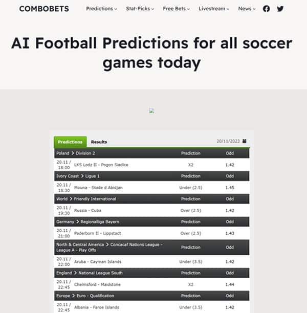 COMBOBETS AI Prédictions de football