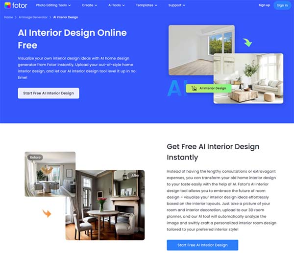 Fotor AI Interior Design Online Free
