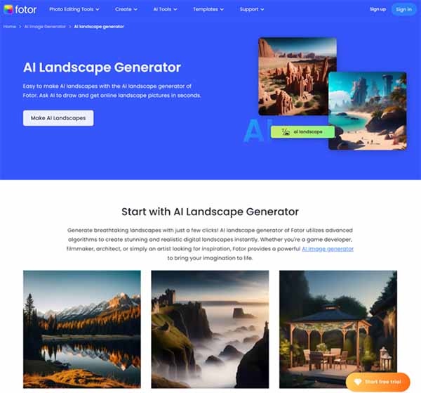 Fotor AI Landscape Generator