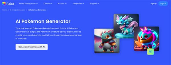 Fotor AI Pokemon Generator