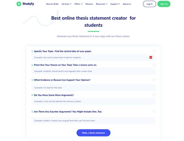 Studyfy Thesis Statement Generator