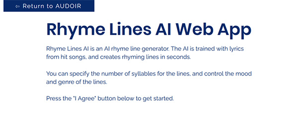 Audior Rhyme Lines AI Web App