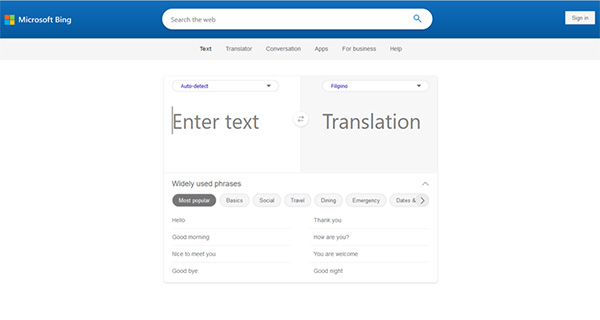 Bing Microsoft Translator