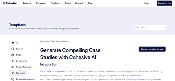 Cohesive AI Compelling Case Studies Generator