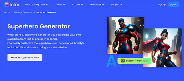 Fotor AI Superhero Generator