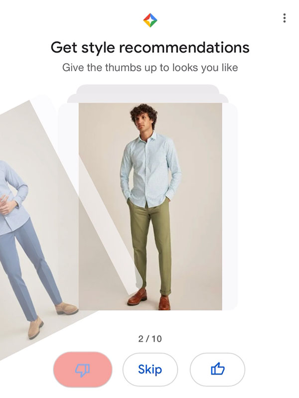 Google Search Get Style Recommendations Swipe Left Or Right