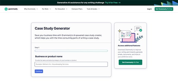 Grammarly AI Case Study Generator