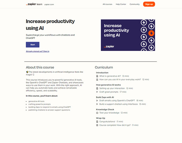 Increase productivity using AI by Zapier