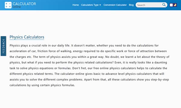 Physics Calculators