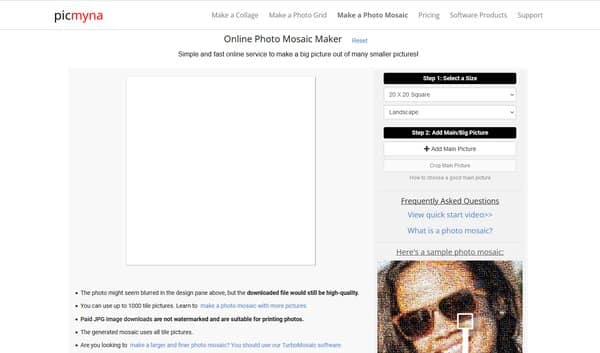 Picmyna Online Photo Mosaic Maker