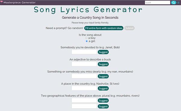 Song Lyrics Generator