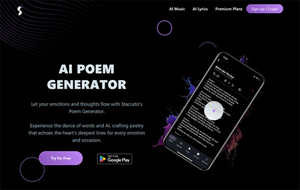 Staccato AI Poem Generator