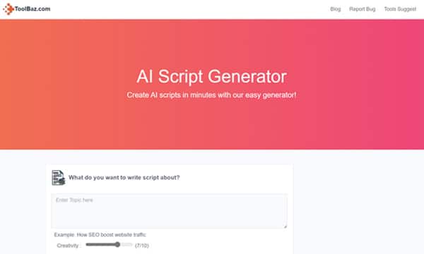 Toolbaz AI Script Generator