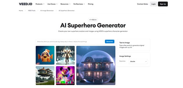 Veed.io AI Superhero Generator