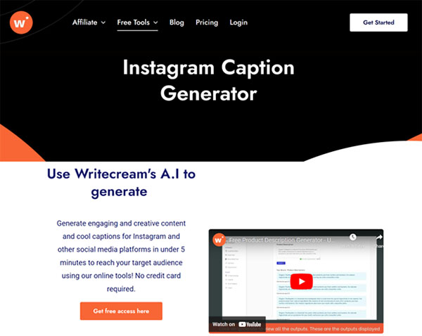 Writecream Instagram Caption Generator