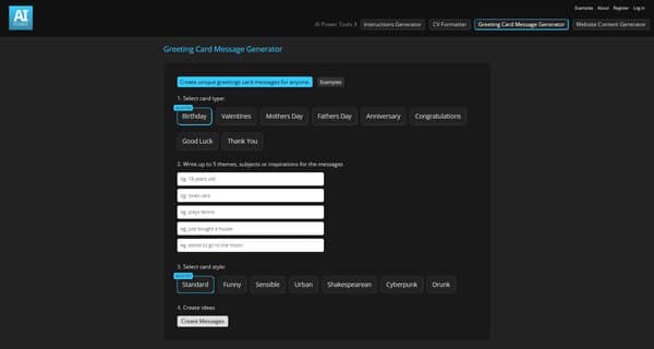 AI Power Greeting Card Message Generator