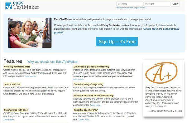 EasyTestMaker Multiple Choice Question Creator