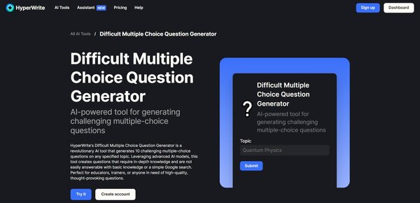 HyperWrite AI Multiple Choice Questions Generator