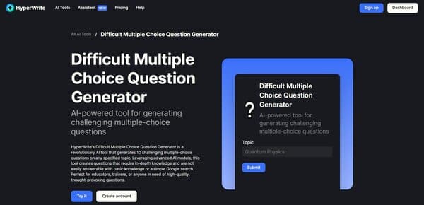 Generator pytań wielokrotnego wyboru HyperWrite AI