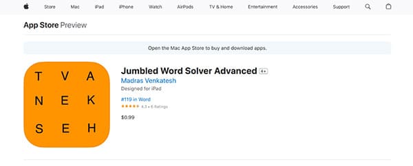 Jumbled Word Solver Advanced