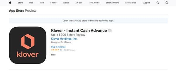 Klover Instant Cash Advance