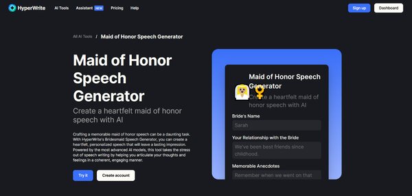 Maid of Honor Speech Generator