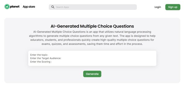 Planet AI Multiple Choice Questions Generator
