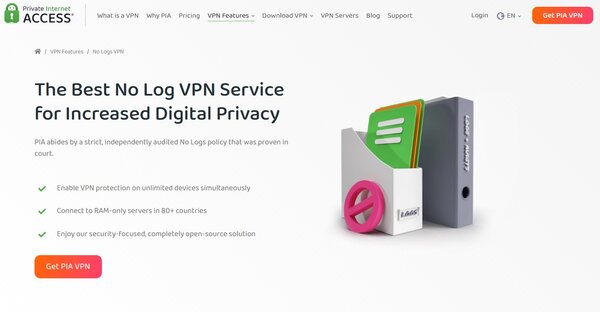 Private Internet Access No Log VPN