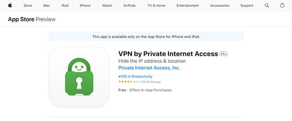 Private Internet Access iPad