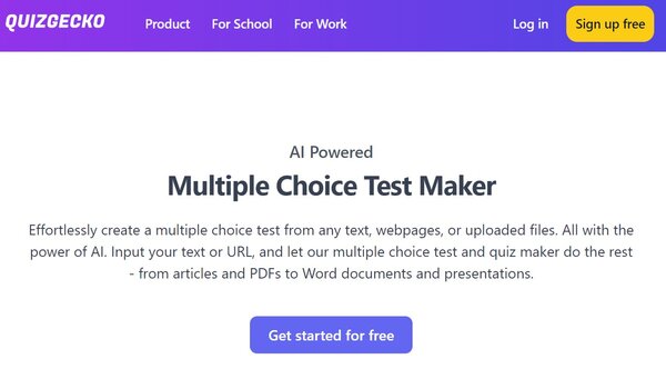 Quizgecko AI Multiple Choice Questions Generator