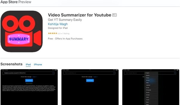 Video Summarizer for YouTube