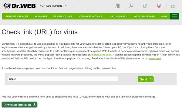 Check URL for Virus