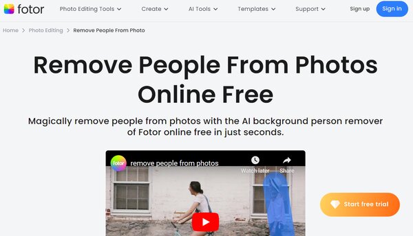 Fotor AI Remove People from Photos