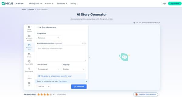 HIX AI Story Generator