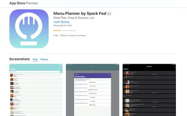 Menu Planner by Spork Fed