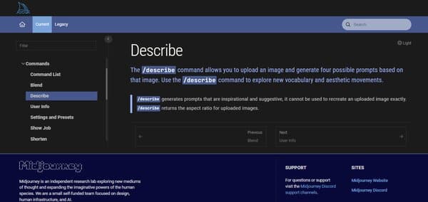 Midjourney Describe Command