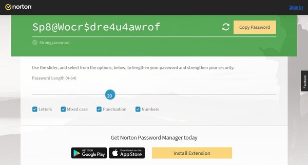 Norton One Time Password Generator