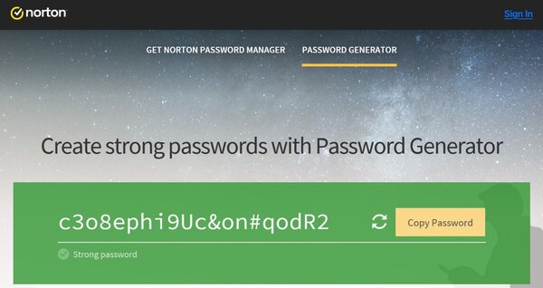 Norton Random Password Creator