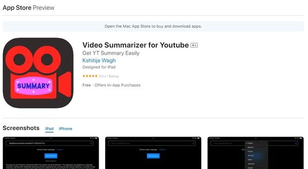Video Summarizer for YouTube