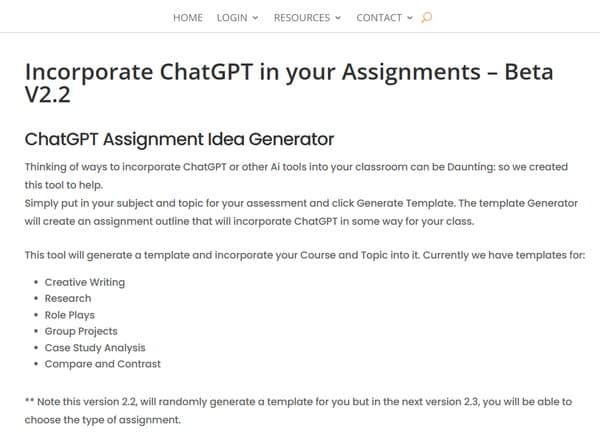 ChatGPT Assignment Idea Generator