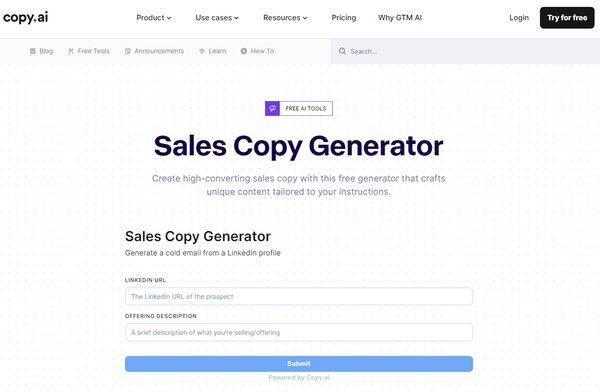 Copy AI Sales Copy Generator