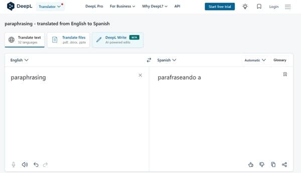 DeepL Spanish Paraphrasing Tool