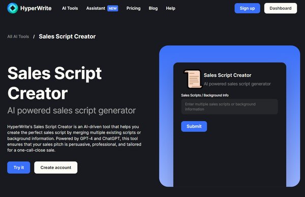 HyperWrite Sales Script Creator