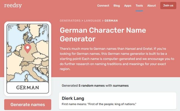 Reedsy German Nickname Generator