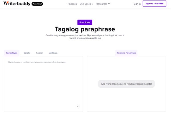 Tagalog Paraphrase
