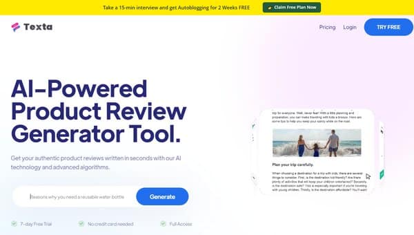 Texta AI-powered Product Review Generator