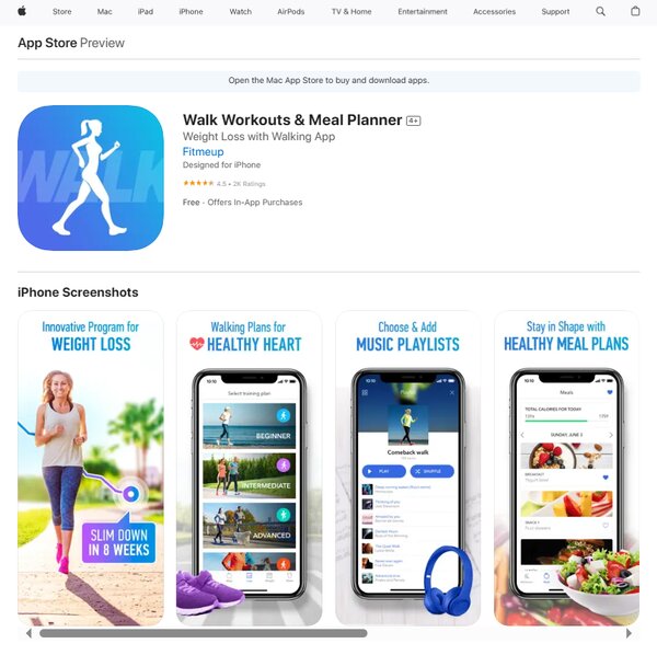 Walk Workouts & Meal Planner