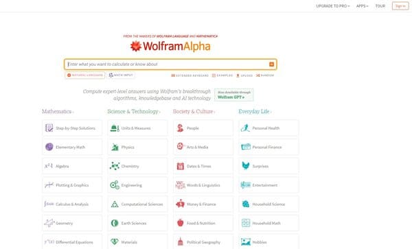 Wolfram Alpha AI Math Problem Solver