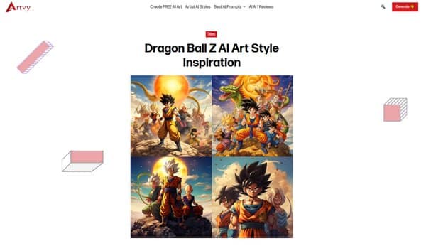 Artvy Dragon Ball Z AI Art Genrator